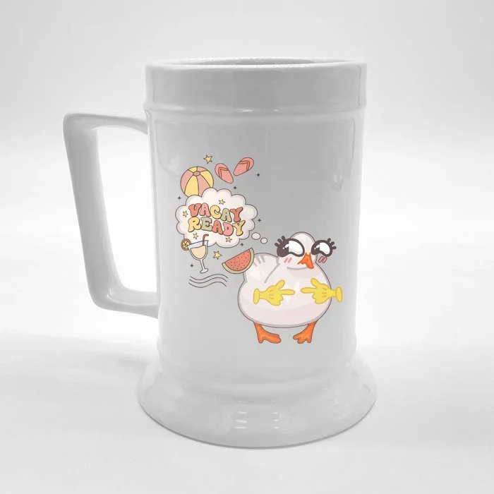 Funny Vacay Ready Summer Vibes Cute Duck Beach Vacation Great Gift Front & Back Beer Stein