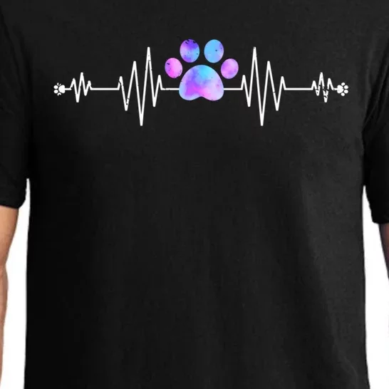 Funny Veterinarian Rainbow Paw Print Heartbeat Vet Tech Gift Pajama Set