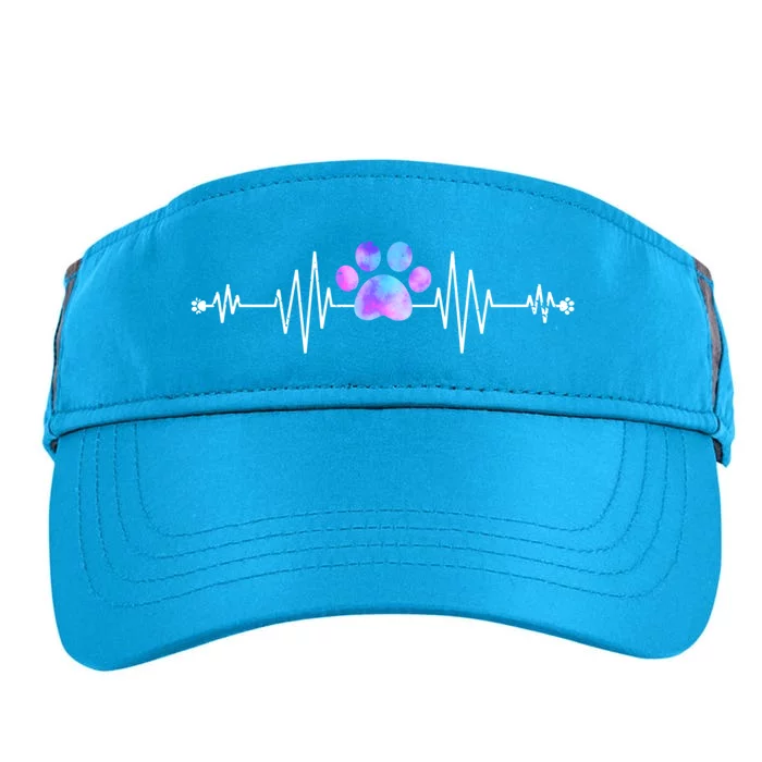 Funny Veterinarian Rainbow Paw Print Heartbeat Vet Tech Gift Adult Drive Performance Visor