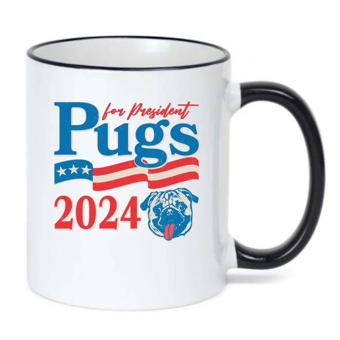 Funny Vintage Retro Pugs For President 2024 Black Color Changing Mug