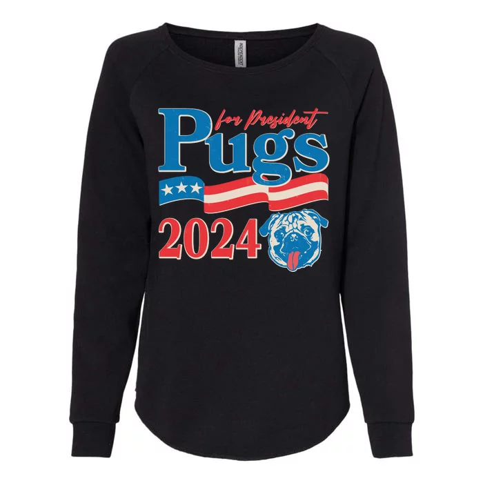 Funny Vintage Retro Pugs For President 2024 Womens California Wash Sweatshirt