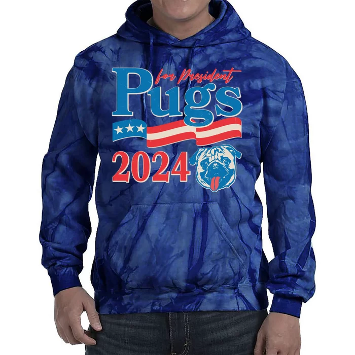 Funny Vintage Retro Pugs For President 2024 Tie Dye Hoodie