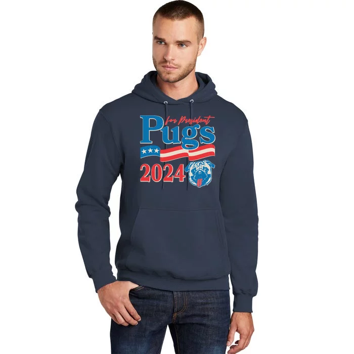 Funny Vintage Retro Pugs For President 2024 Tall Hoodie