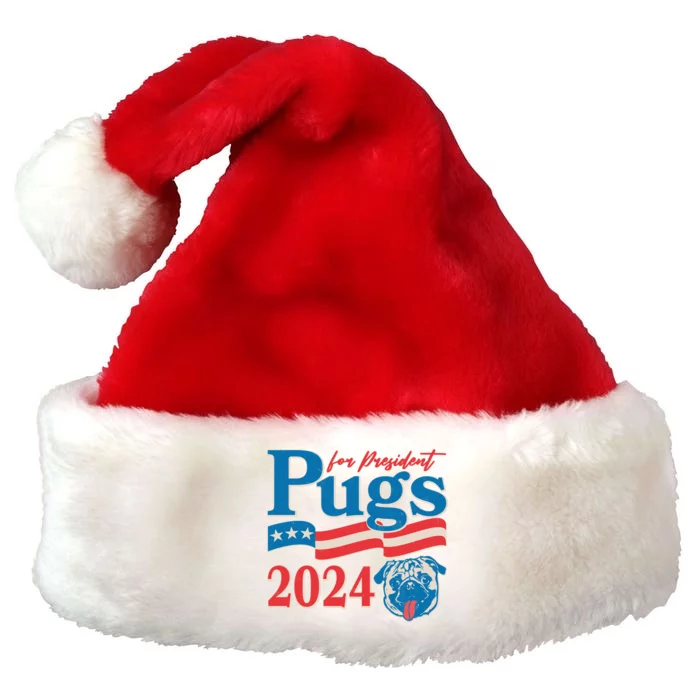 Funny Vintage Retro Pugs For President 2024 Premium Christmas Santa Hat