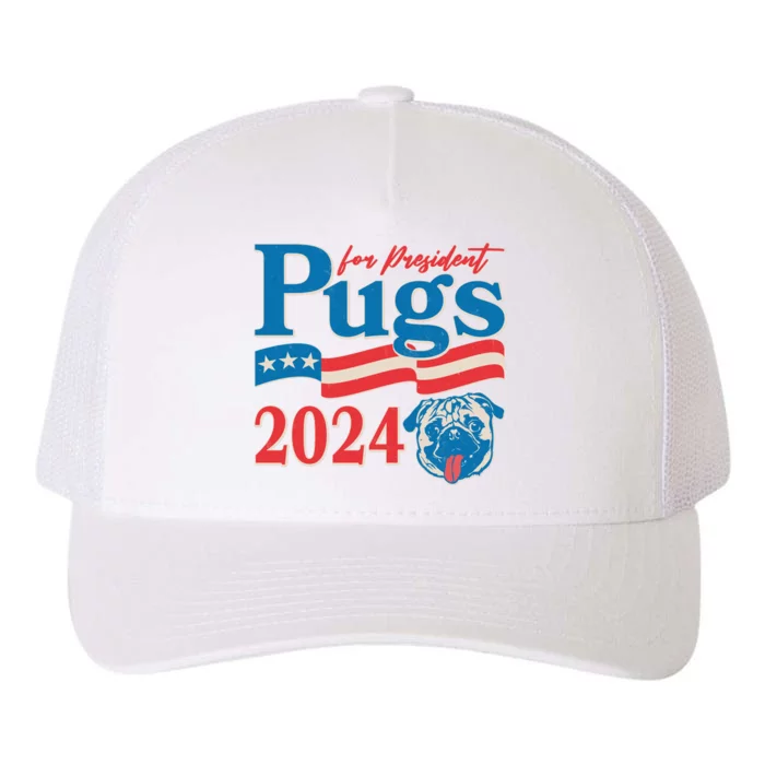 Funny Vintage Retro Pugs For President 2024 Yupoong Adult 5-Panel Trucker Hat