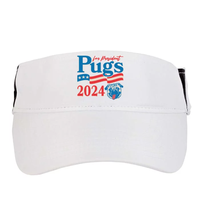 Funny Vintage Retro Pugs For President 2024 Adult Drive Performance Visor