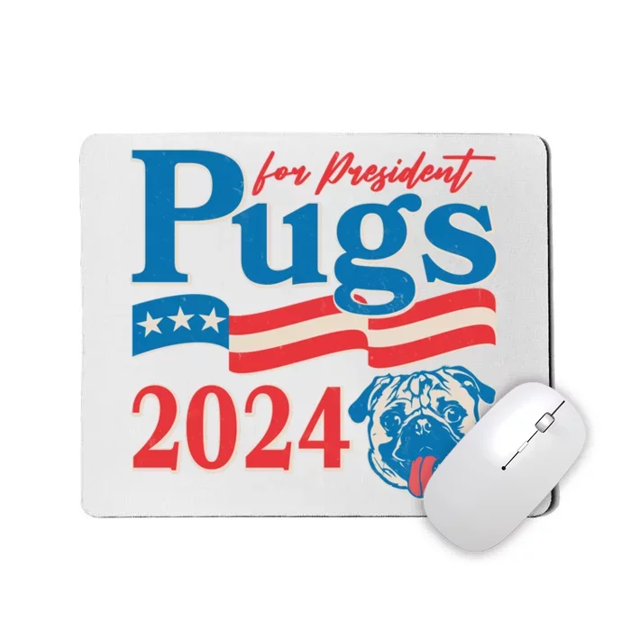 Funny Vintage Retro Pugs For President 2024 Mousepad