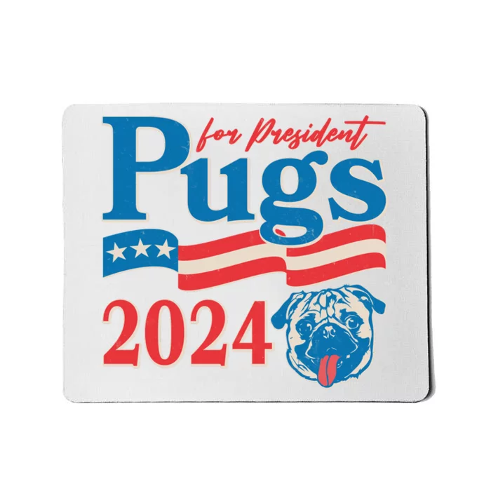 Funny Vintage Retro Pugs For President 2024 Mousepad