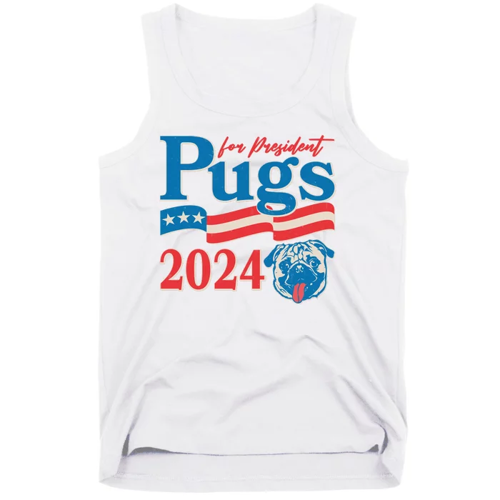 Funny Vintage Retro Pugs For President 2024 Tank Top