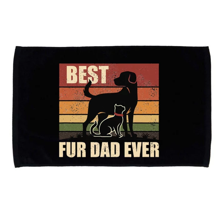 Funny Vintage Retro Best Fur Dad Ever For Dog And Cat Owner Gift Microfiber Hand Towel