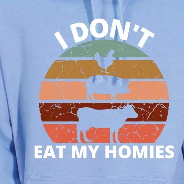 Funny Vegan Retro Style I Don't Eat My Homies Vegan Gift Unisex Surf Hoodie