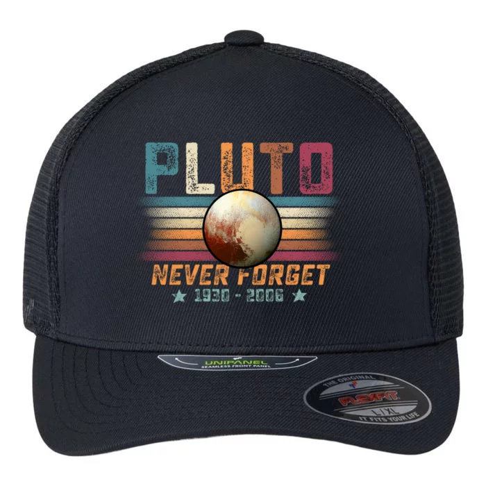 Funny Vintage Retro Space Planet Science Never Forget Pluto Funny Gift Flexfit Unipanel Trucker Cap