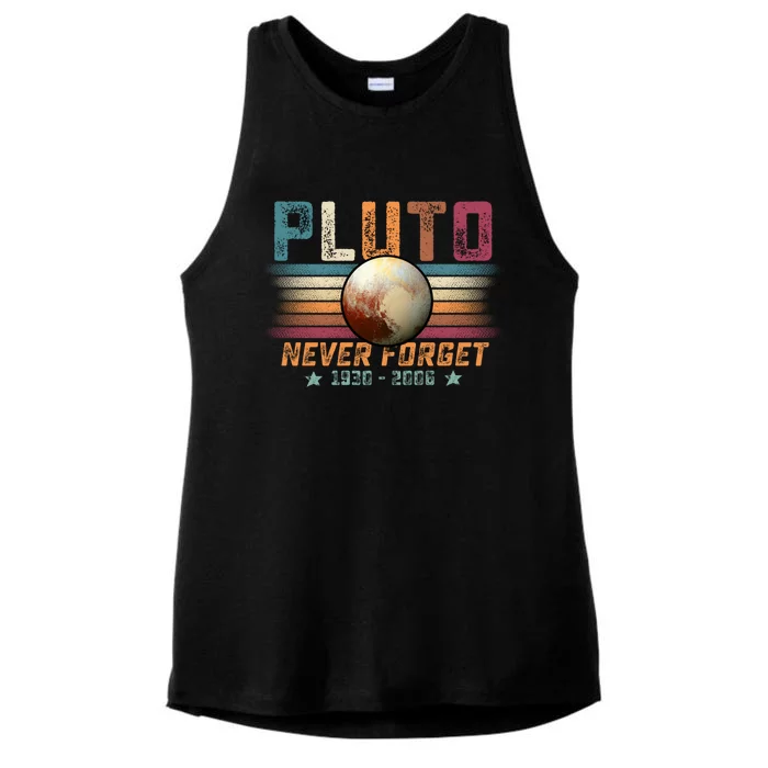 Funny Vintage Retro Space Planet Science Never Forget Pluto Gift Ladies Tri-Blend Wicking Tank