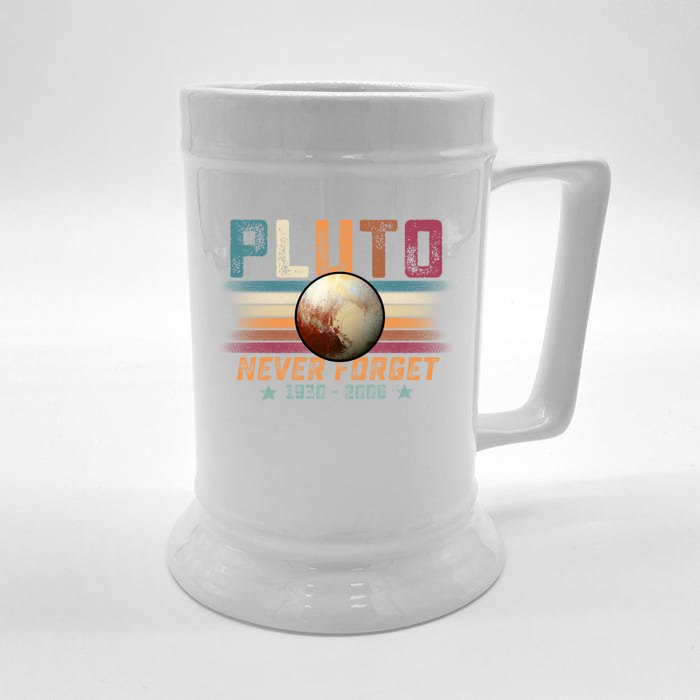 Funny Vintage Retro Space Planet Science Never Forget Pluto Gift Front & Back Beer Stein