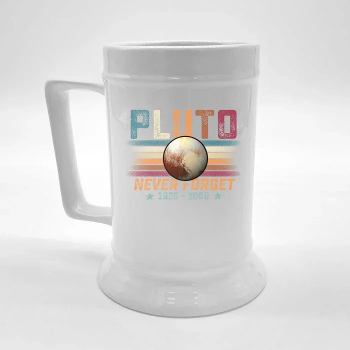 Funny Vintage Retro Space Planet Science Never Forget Pluto Gift Front & Back Beer Stein