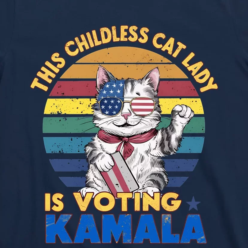 Funny Vintage Retro This Childless Cat Lady Is Voting Kamala T-Shirt