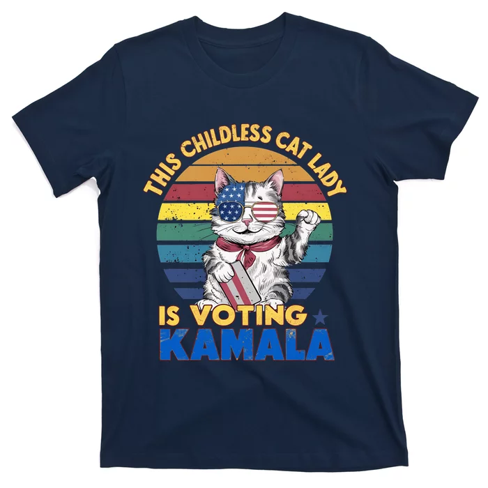 Funny Vintage Retro This Childless Cat Lady Is Voting Kamala T-Shirt