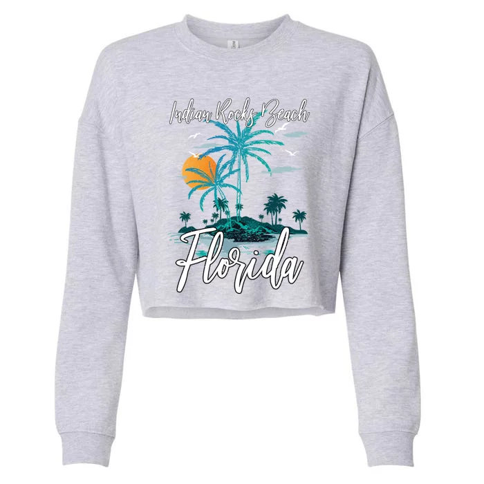 Family Vacation Retro Sunset Florida Indian Rocks Beach Gift Cropped Pullover Crew