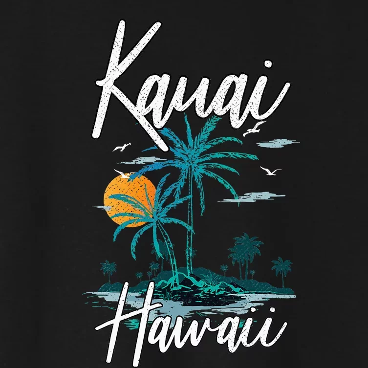 Family Vacation Retro Sunset Hawaii Kauai Women's Crop Top Tee