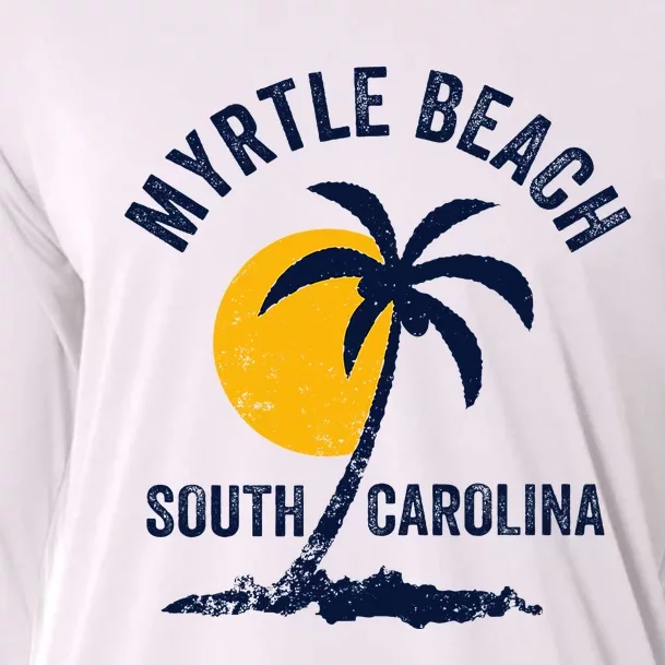 Family Vacation Retro Sunset South Carolina Myrtle Beach Cooling Performance Long Sleeve Crew