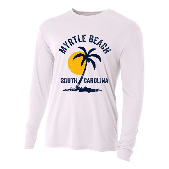 Family Vacation Retro Sunset South Carolina Myrtle Beach Cooling Performance Long Sleeve Crew