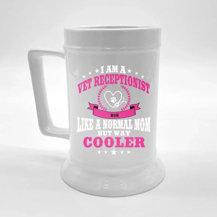 Funny Vet Receptionist Mom Outfit Great Gift Front & Back Beer Stein