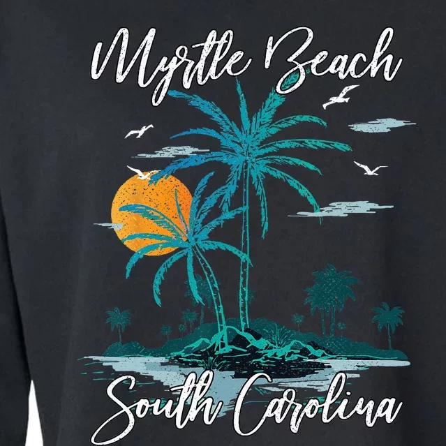 Family Vacation Retro Sunset South Carolina Myrtle Beach Cropped Pullover Crew