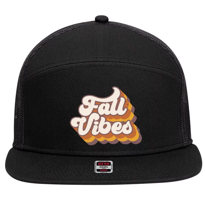 Fall Vibes Retro Fall 7 Panel Mesh Trucker Snapback Hat