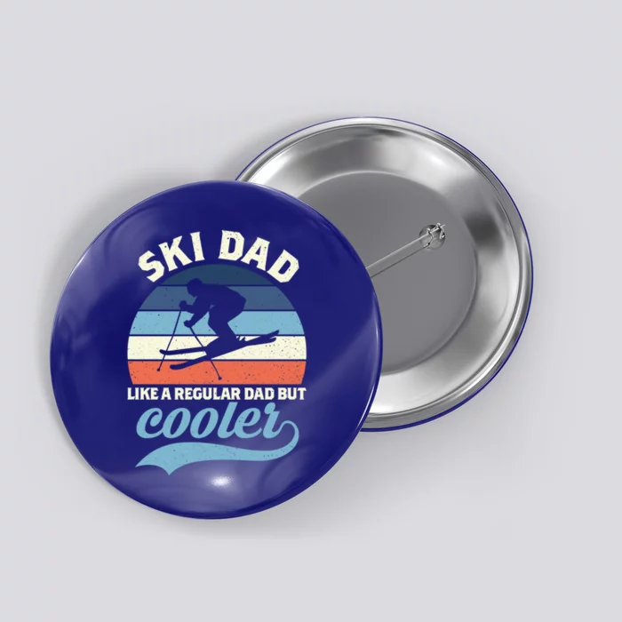 Funny Vintage Ski Dad Skiing Gift Skiing Dad Retro Funny Gift Button