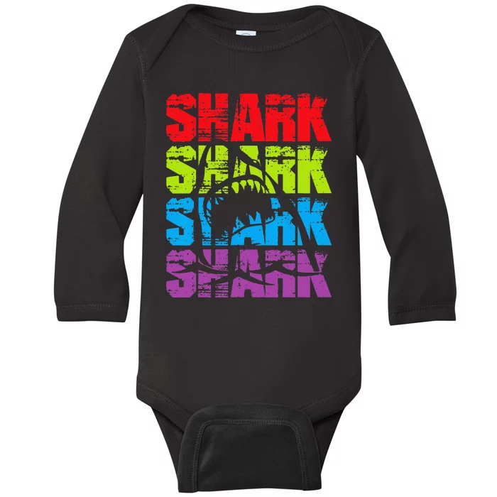 Funny Vintage Shark Design For Basking Goblin Shark Lovers Baby Long Sleeve Bodysuit