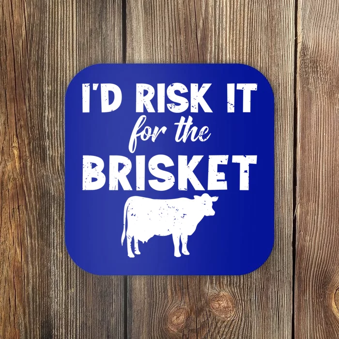 Funny Vintage Smoke Brisket Id Risk It For The Brisket Funny Gift Coaster