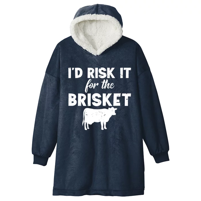 Funny Vintage Smoke Brisket Id Risk It For The Brisket Funny Gift Hooded Wearable Blanket