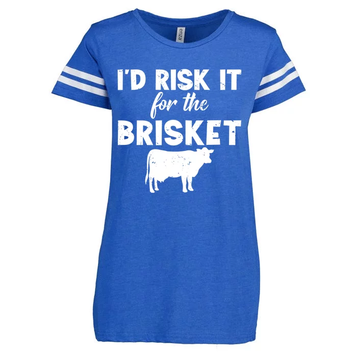 Funny Vintage Smoke Brisket Id Risk It For The Brisket Funny Gift Enza Ladies Jersey Football T-Shirt