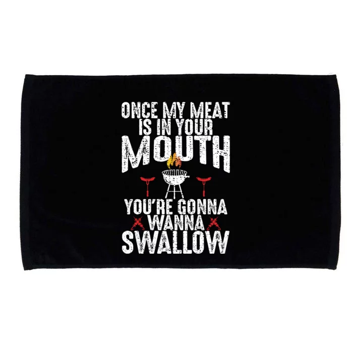 Funny Vintage Smoke Brisket Meat In Your Mouth And Swallow Gift Microfiber Hand Towel