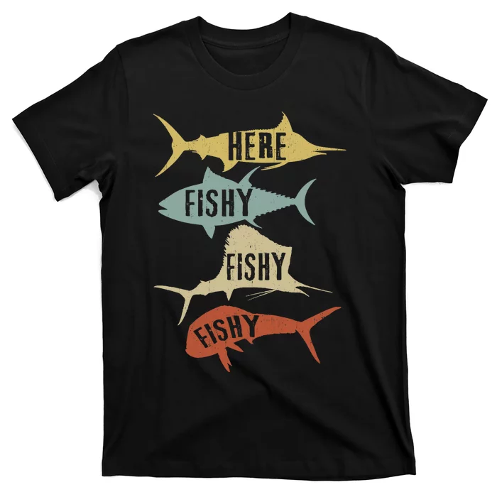 Funny Vintage Saltwater Fishing Here FishyFishy T-Shirt