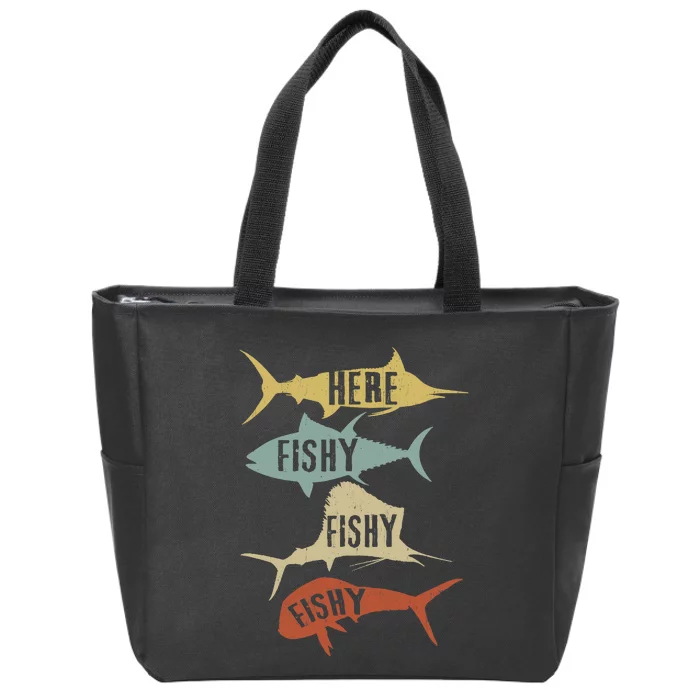 Funny Vintage Saltwater Fishing Here FishyFishy Zip Tote Bag