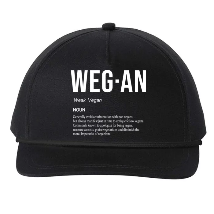 Funny Vegan Saying Quote Veganism Gift Wegan Definition Meaningful Gift Snapback Five-Panel Rope Hat