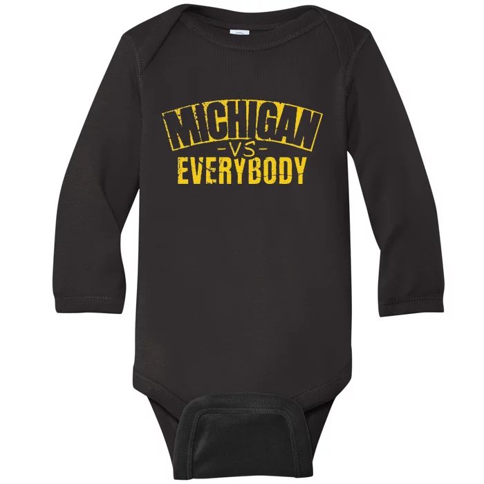 Funny Vintage Style Michigan College Football Team Michigan University Wolver Baby Long Sleeve Bodysuit