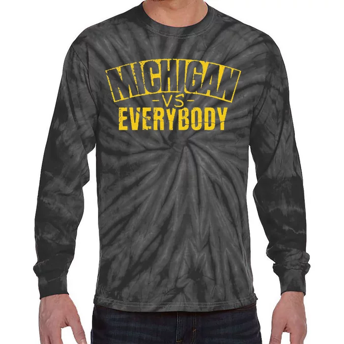 Funny Vintage Style Michigan College Football Team Michigan University Wolver Tie-Dye Long Sleeve Shirt