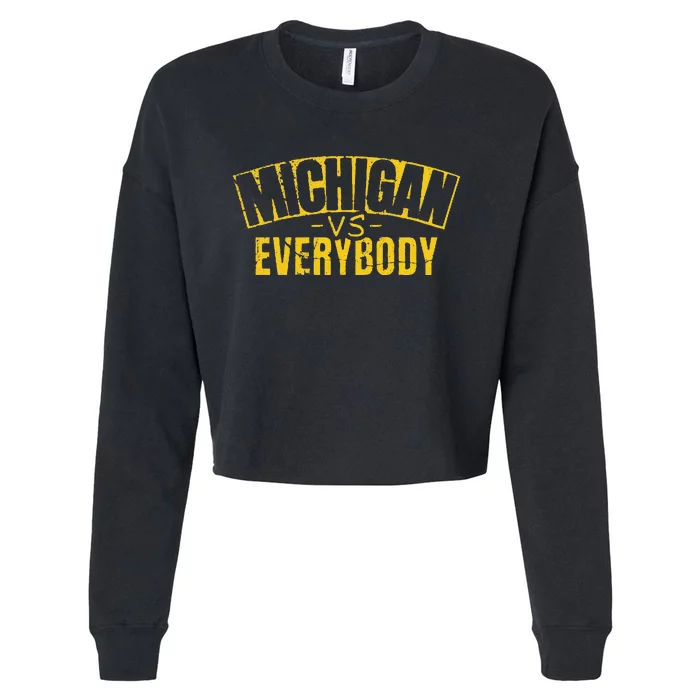 Funny Vintage Style Michigan College Football Team Michigan University Wolver Cropped Pullover Crew