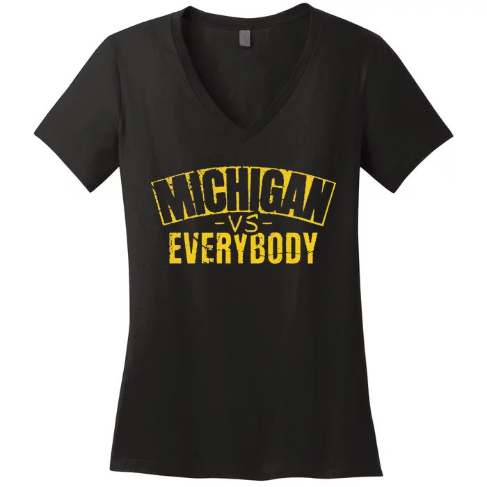 Funny Vintage Style Michigan College Football Team Michigan University Wolver Women's V-Neck T-Shirt