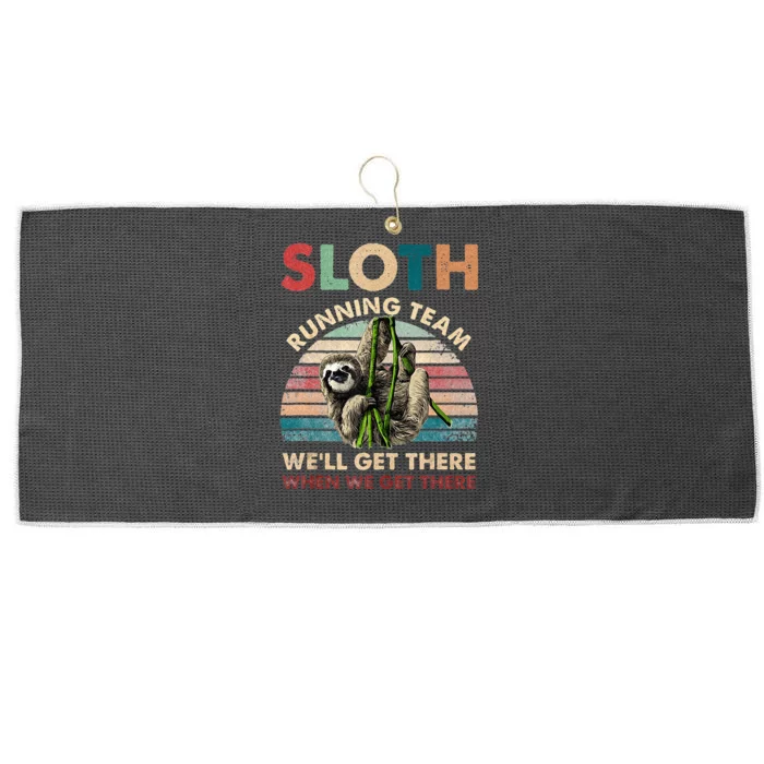 Funny Vintage Sloth Running Team Marathon Runners Jogging Large Microfiber Waffle Golf Towel