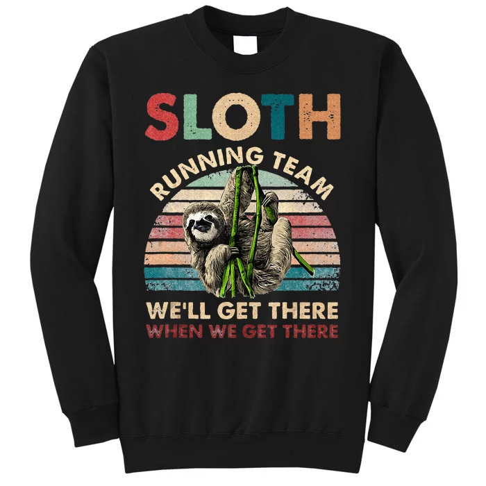 Funny Vintage Sloth Running Team Marathon Runners Jogging Tall Sweatshirt