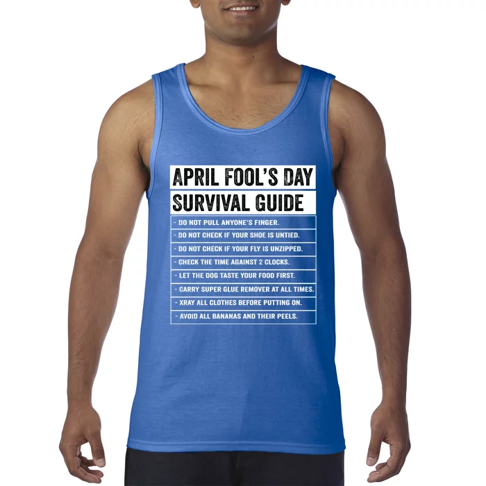 Funny Vintage Survival Guide 1st April Jokes April Fools Day Gift Tank Top