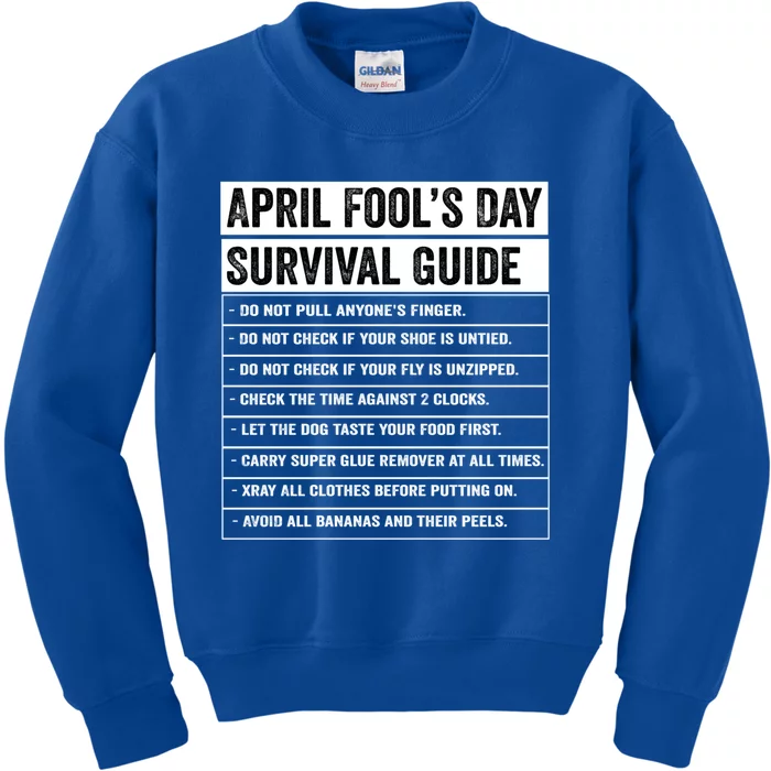 Funny Vintage Survival Guide 1st April Jokes April Fools Day Gift Kids Sweatshirt