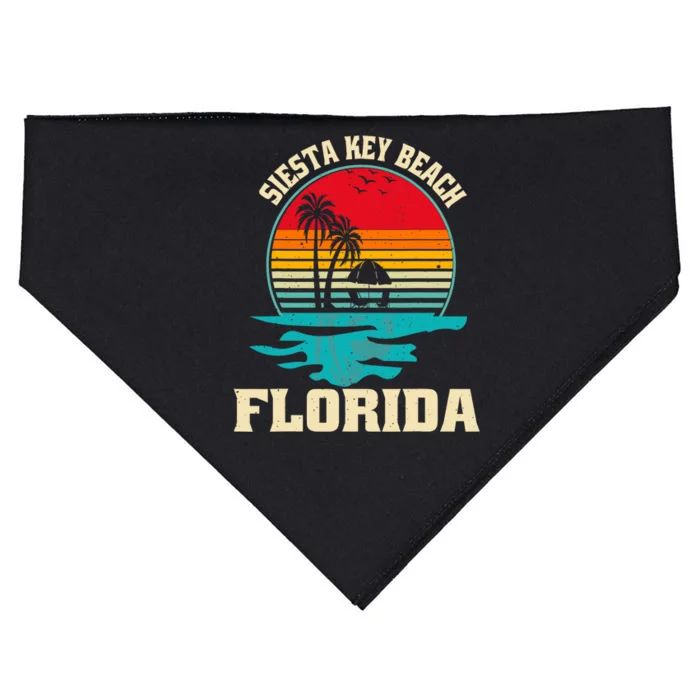 Family Vacation Siesta Key Beach Florida Palm Tree USA-Made Doggie Bandana