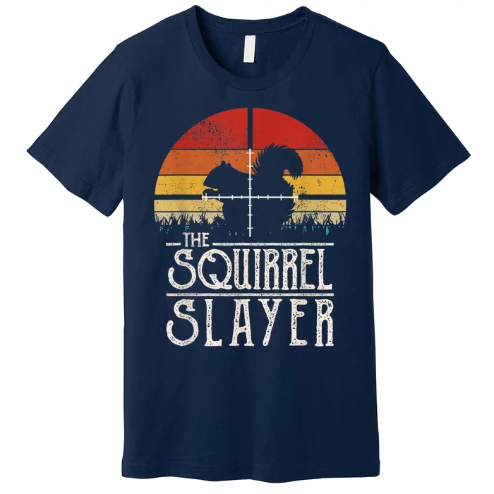 Funny Vintage Sunset Retro Style Squirrel Hunting Squirrel Slayer Premium T-Shirt