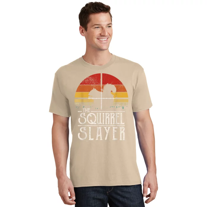 Funny Vintage Sunset Retro Style Squirrel Hunting Squirrel Slayer T-Shirt