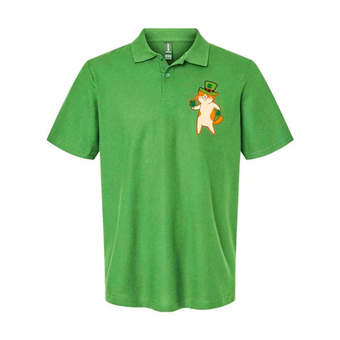 Funny Vintage St Patricks Day Leprechaun Shamrock Clover Cat Softstyle Adult Sport Polo