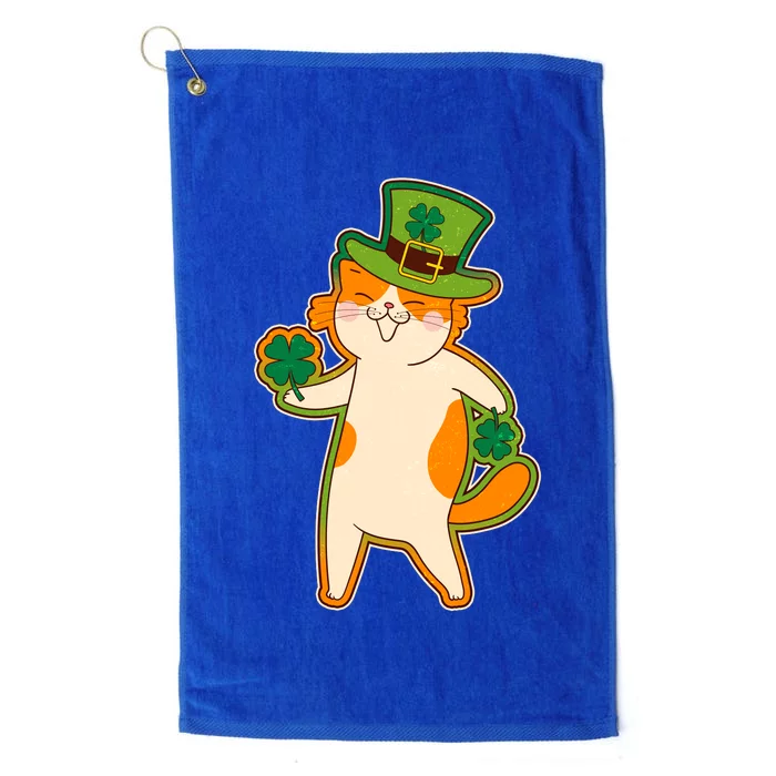 Funny Vintage St Patricks Day Leprechaun Shamrock Clover Cat Platinum Collection Golf Towel